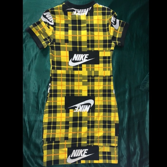 nike plaid dress yellow
